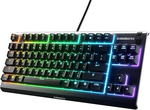 SteelSeries Apex 3 TKL - RGB Gaming Keyboard - Kompaktowa e-sportowa obudowa bez części numerycznej - 8-strefowe podświetlenie RGB - Amerykański układ QWERTY