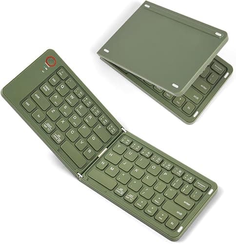 Aolso Składana klawiatura Bluetooth, mini przenośna klawiatura bezprzewodowa z klawiaturą cyfrową, ładowalna, bezprzewodowa klawiatura IPad, dla Windows iOS Android Tablet iPad - zielona