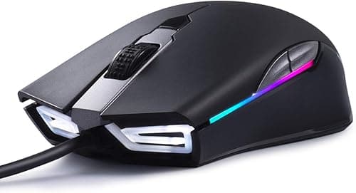 ABKONCORE Mysz do gier A900 przewodowa, optyczna mysz komputerowa USB z 8 programowalnymi przyciskami, chrom podświetlany RGB, regulowany 16 000 DPI, wygodny uchwyt obie myszy do laptopa, komputera,