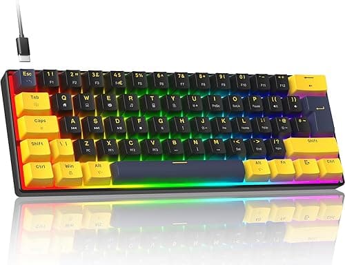 ZIYOULANG MK21 Klawiatura Mechaniczna do Gier, 60% Kompaktowy Layout UK, Mini Przewodowa Klawiatura 61 Przycisków z Hot-Swap, RGB Lighting, Anti-Ghosting, Czerwony Switch dla PC, MAC - Czarna Gwiazda